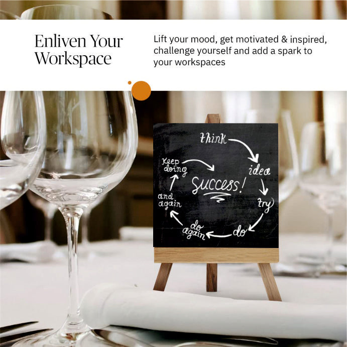 Table Decorative Showpiece (Combo of 3)| Always Believe in Yourself, Success & Build an Empire | Wooden Easel Stand with Motivational Quote for Office/Desk Decor/Home Decoration