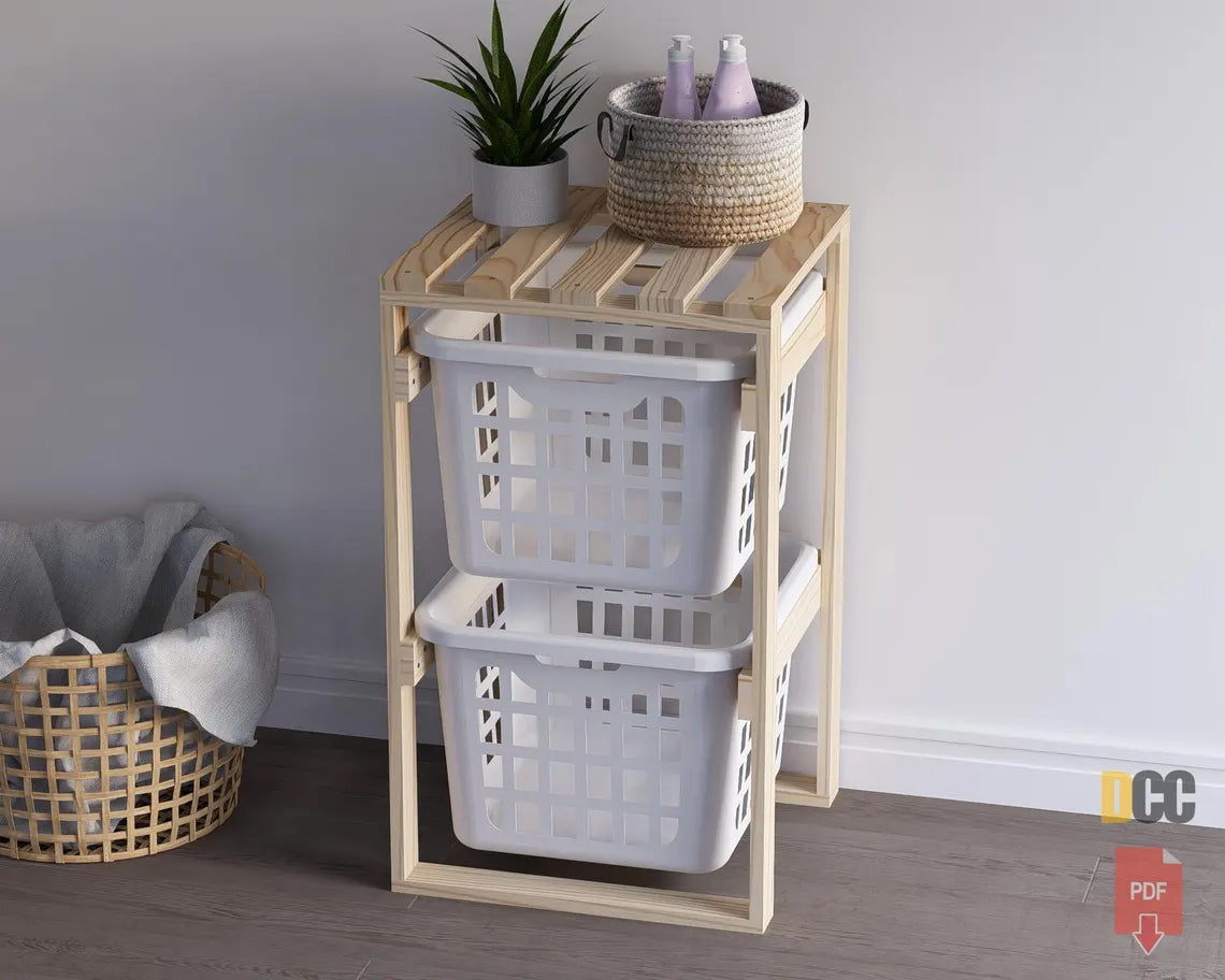 2 Tier Laundry Basket Holder