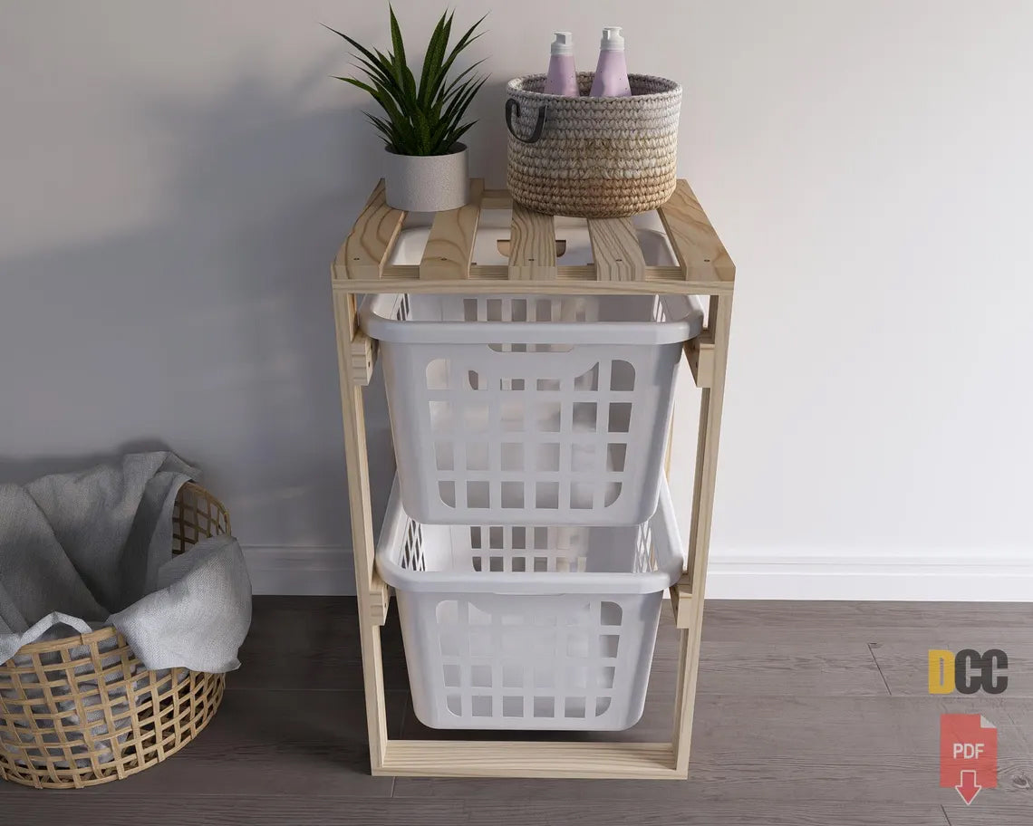 2 Tier Laundry Basket Holder