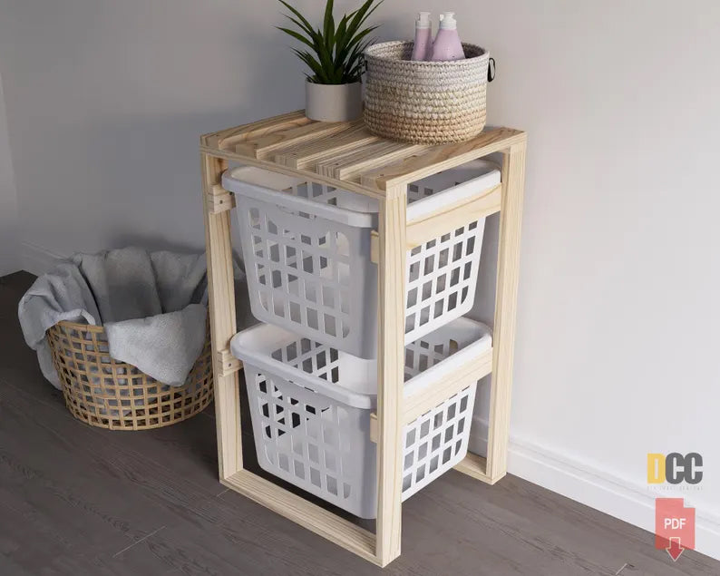 2 Tier Laundry Basket Holder