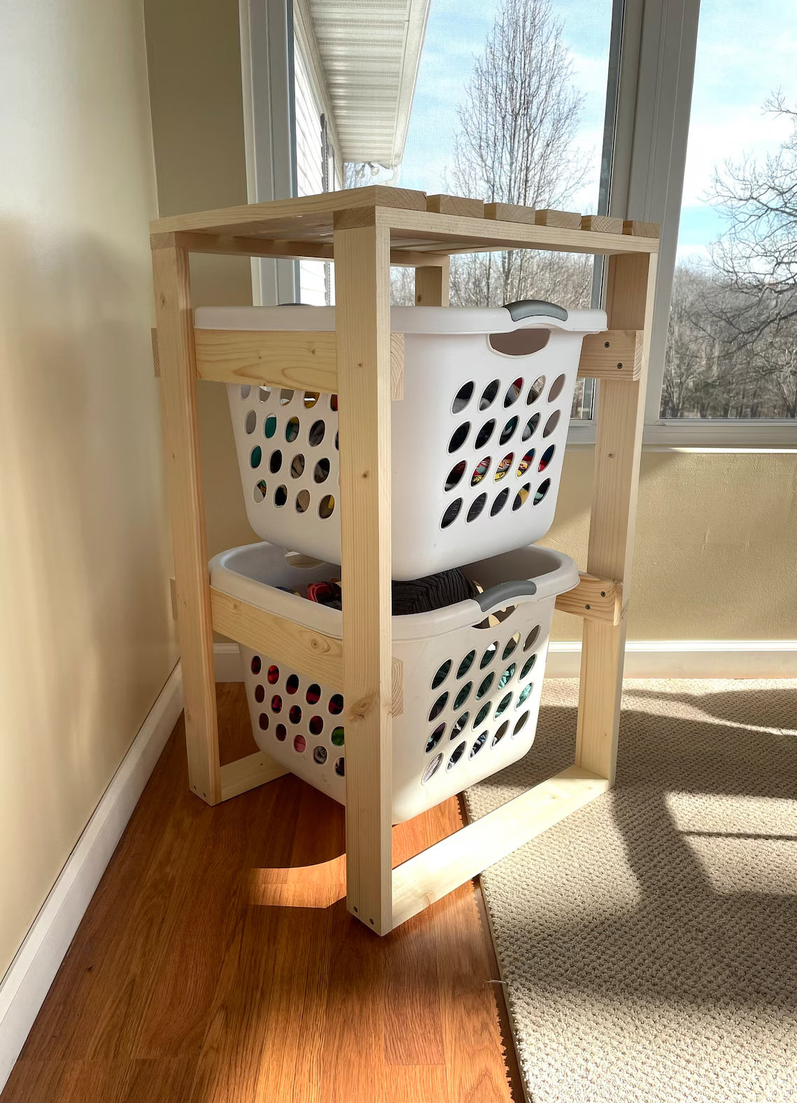 2 Tier Laundry Basket Holder