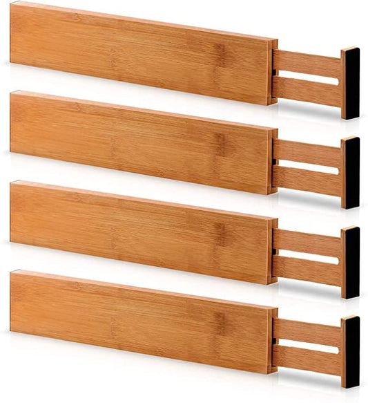 Drawer Dividers Organizers with Partition Expands from 13"-17" Wooden Drawers Organizers for kitchen cutlery tray, Wardrobe, Clothes, Office, Cosmetics