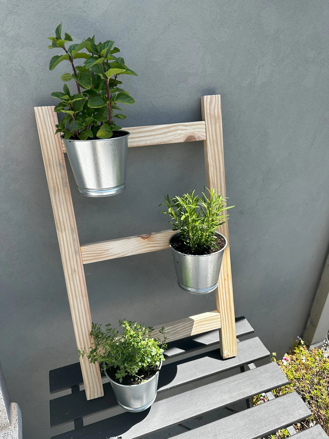 Wooden Ladder Plant Stand For Indoor or Outdoor | Balcony or Patio ( Pots Not included)