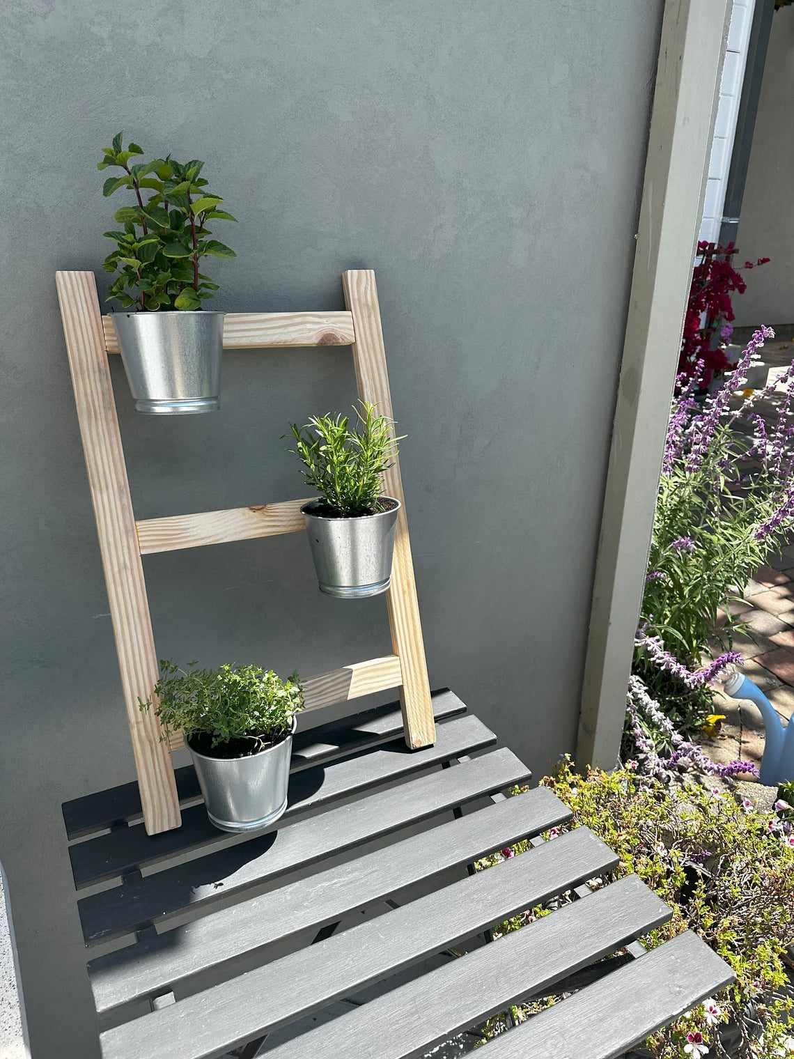 Wooden Ladder Plant Stand For Indoor or Outdoor | Balcony or Patio ( Pots Not included)