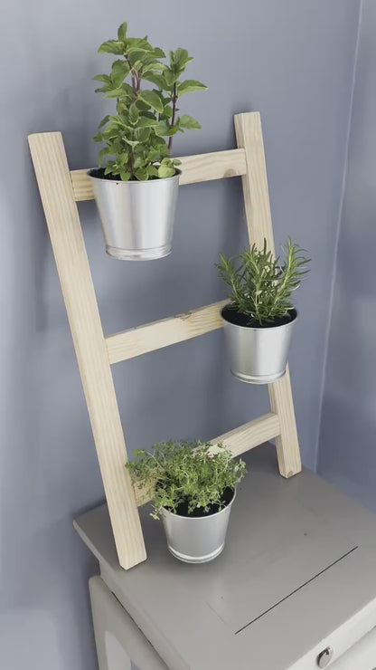 Wooden Ladder Plant Stand For Indoor or Outdoor | Balcony or Patio ( Pots Not included)